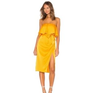 LOVERS + FRIENDS Violet Strapless Midi Dress in Marigold